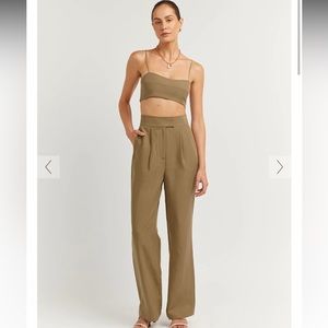 *NWT* DISSH Karla Olive Green (Fern) Linen Blend Trousers